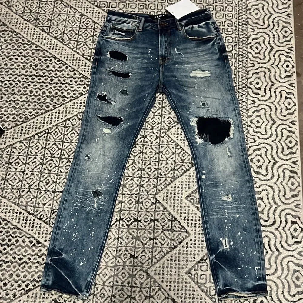 AKOO 9 piece bundle denim and sweats with tee and polos LARGE and size 34 - Picture 8 of 12